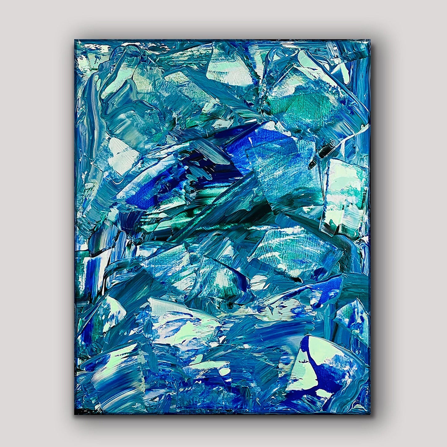 Original Coastal Abstract Textured Art | Blue Mint Green | Bright Colorful | Contemporary Modern | Coastal KC Industrial Art & Design