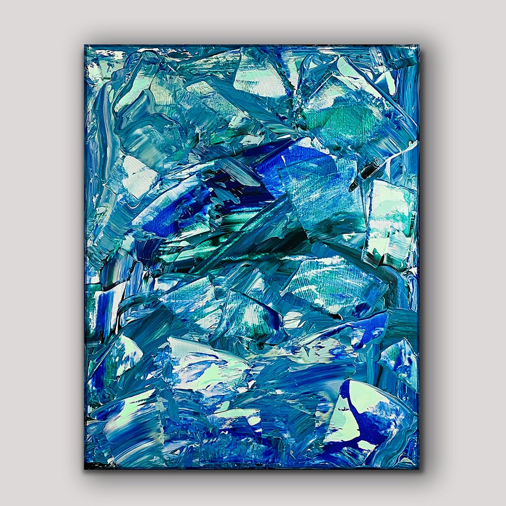 Original Coastal Abstract Textured Art | Blue Mint Green | Bright Colorful | Contemporary Modern | Coastal KC Industrial Art & Design