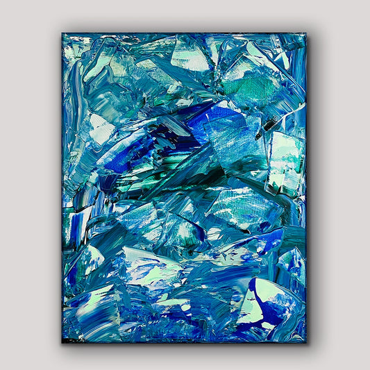 Original Coastal Abstract Textured Art | Blue Mint Green | Bright Colorful | Contemporary Modern | Coastal KC Industrial Art & Design