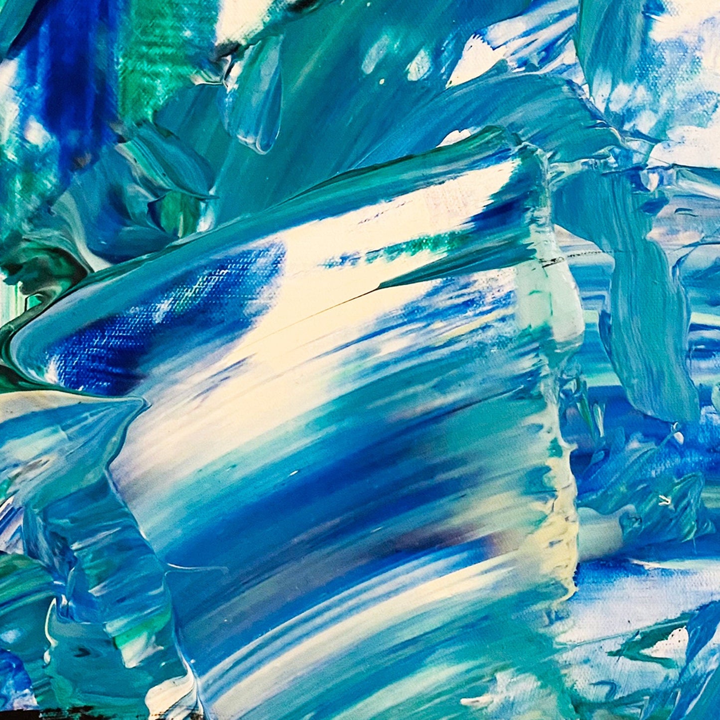 Original Coastal Abstract Textured Art | Blue Mint Green | Bright Colorful | Contemporary Modern | Coastal KC Industrial Art & Design
