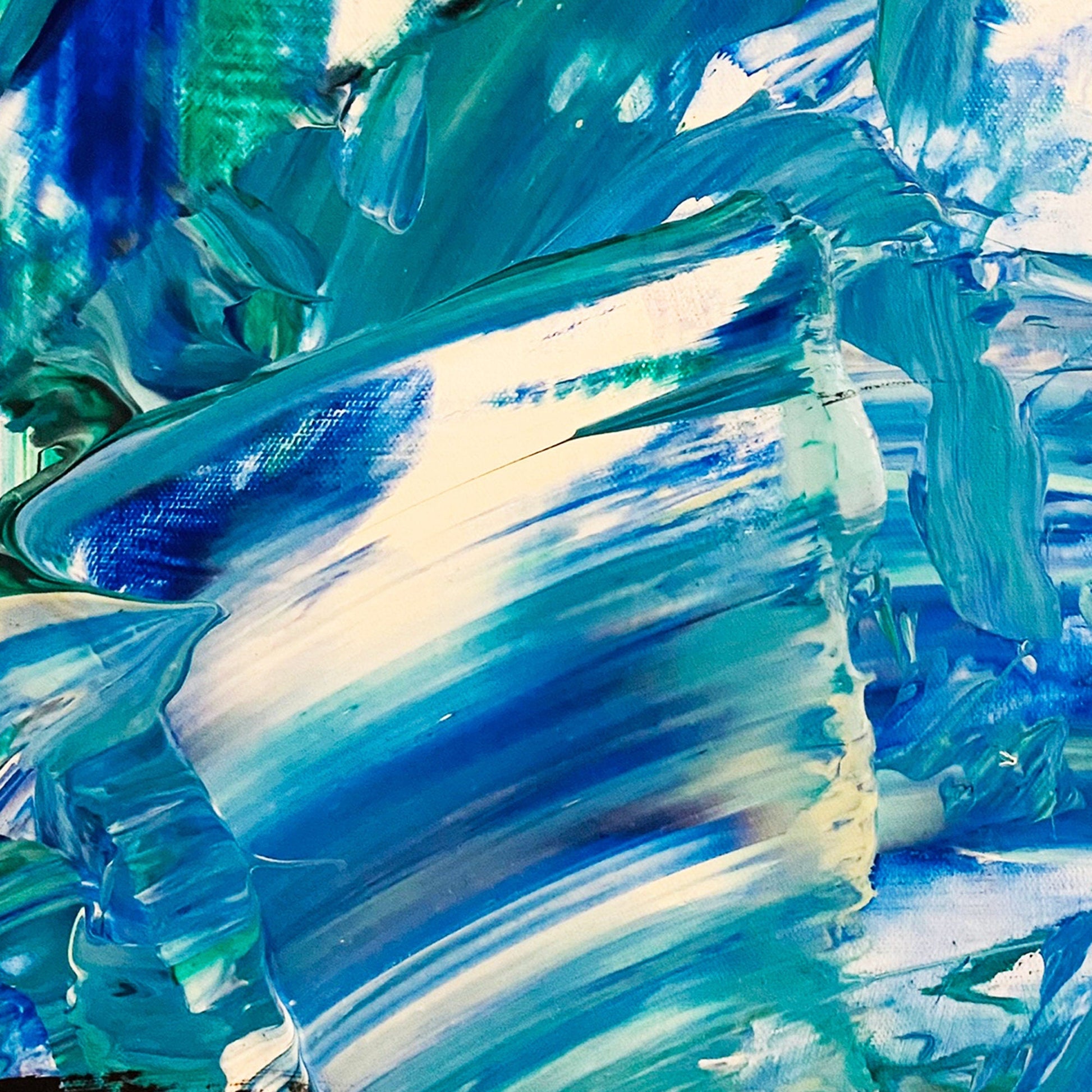 Original Coastal Abstract Textured Art | Blue Mint Green | Bright Colorful | Contemporary Modern | Coastal KC Industrial Art & Design