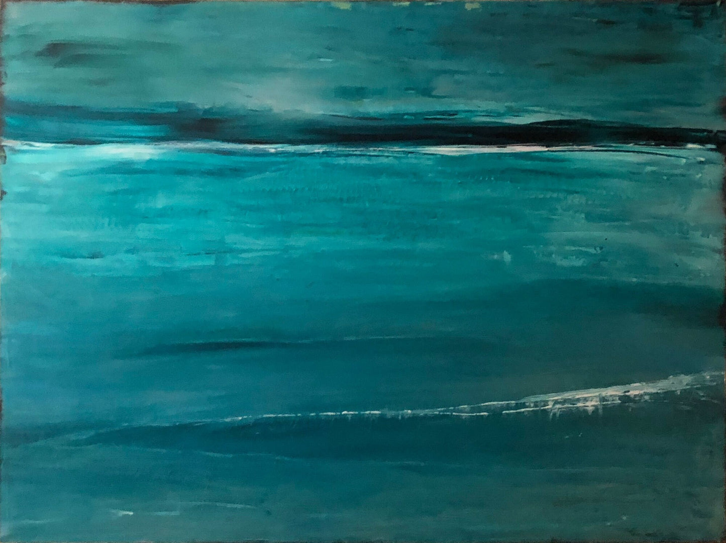 Blue Green Ocean Original Abstract Painting Coastal Contemporary Horizon Landscape