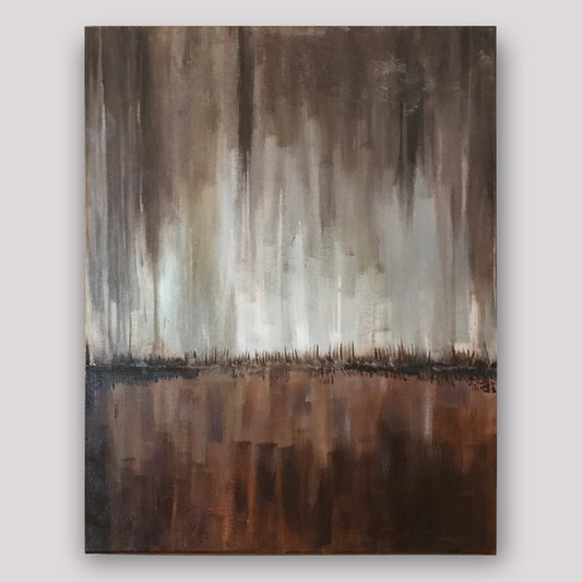 Original Abstract Acrylic Painting with Brown Gray White Textures | Muddy Waters KC Industrial Art & Design