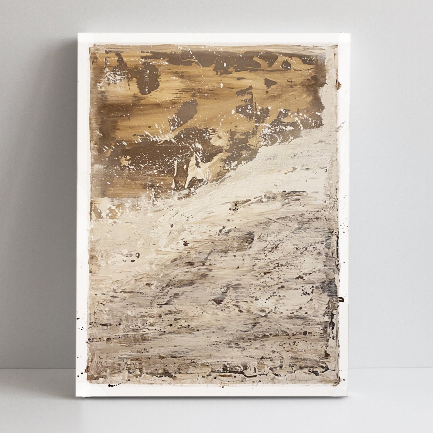 Neutral Beige Textured Original Abstract Art | Rust Tan Brown Cream White Copper Rustic Coastal Farmhouse Contemporary Style KC Industrial Art & Design