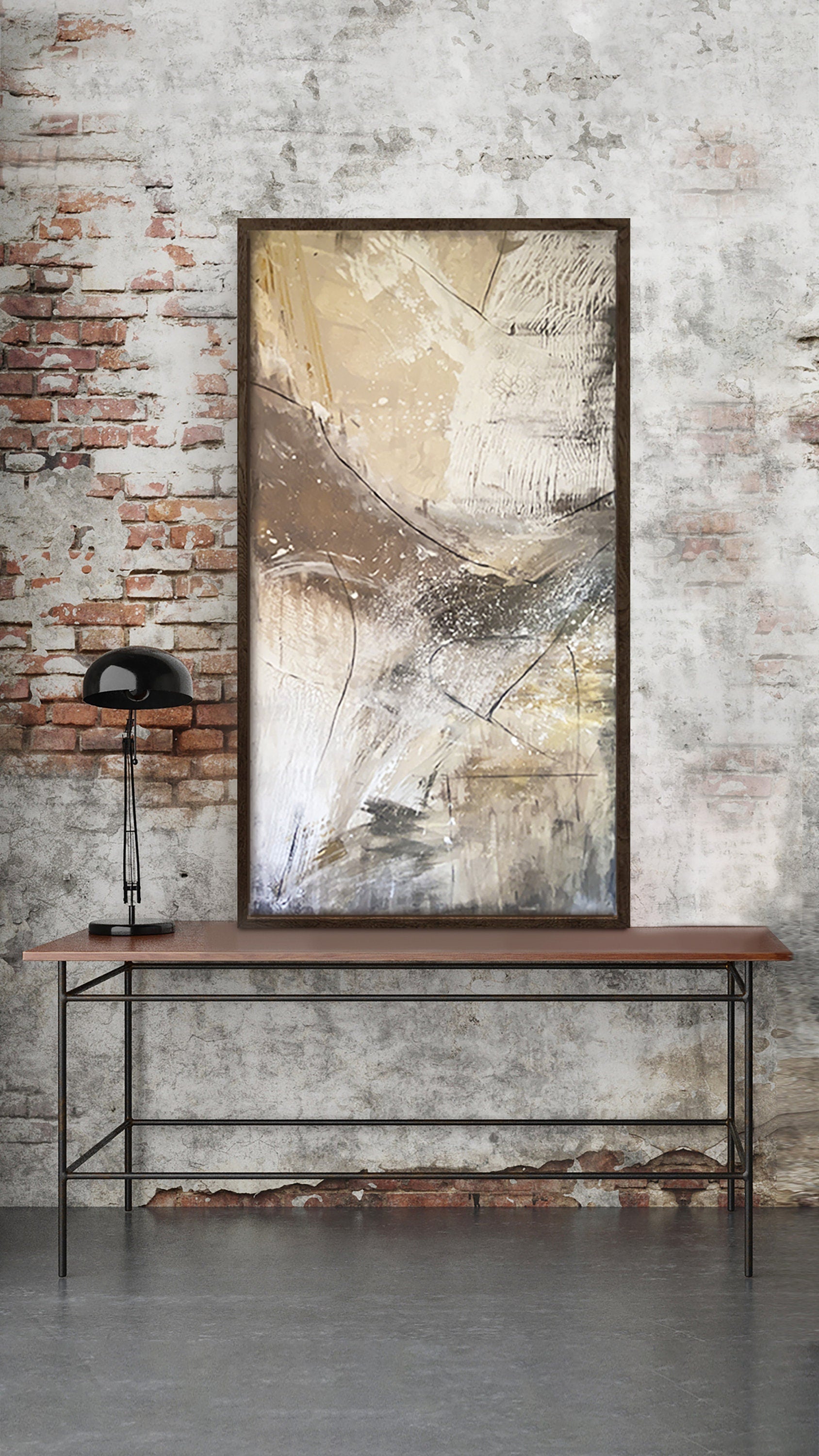 Neutral Beige Textured Original Abstract Art | Rust Tan Brown Cream White Copper Rustic Coastal Farmhouse Modern Organic Boho KC Industrial Art & Design