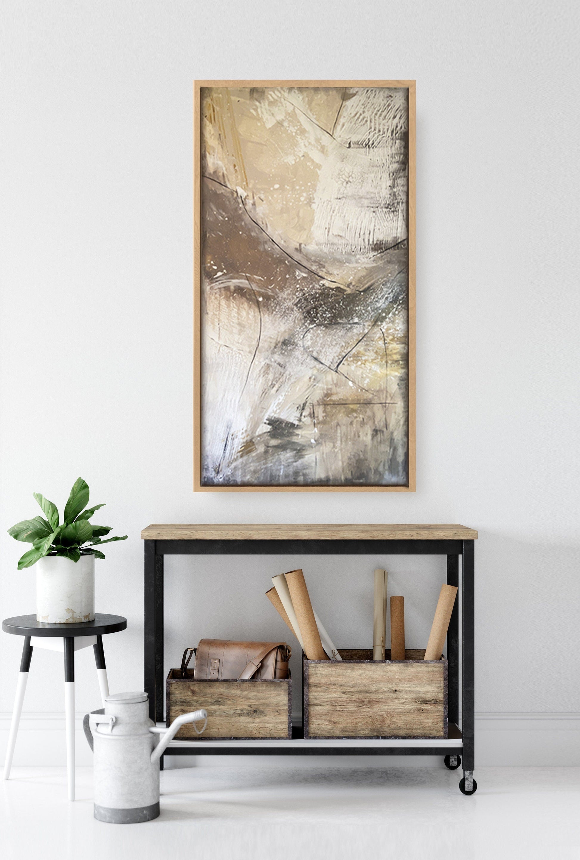 Neutral Beige Textured Original Abstract Art | Rust Tan Brown Cream White Copper Rustic Coastal Farmhouse Modern Organic Boho KC Industrial Art & Design