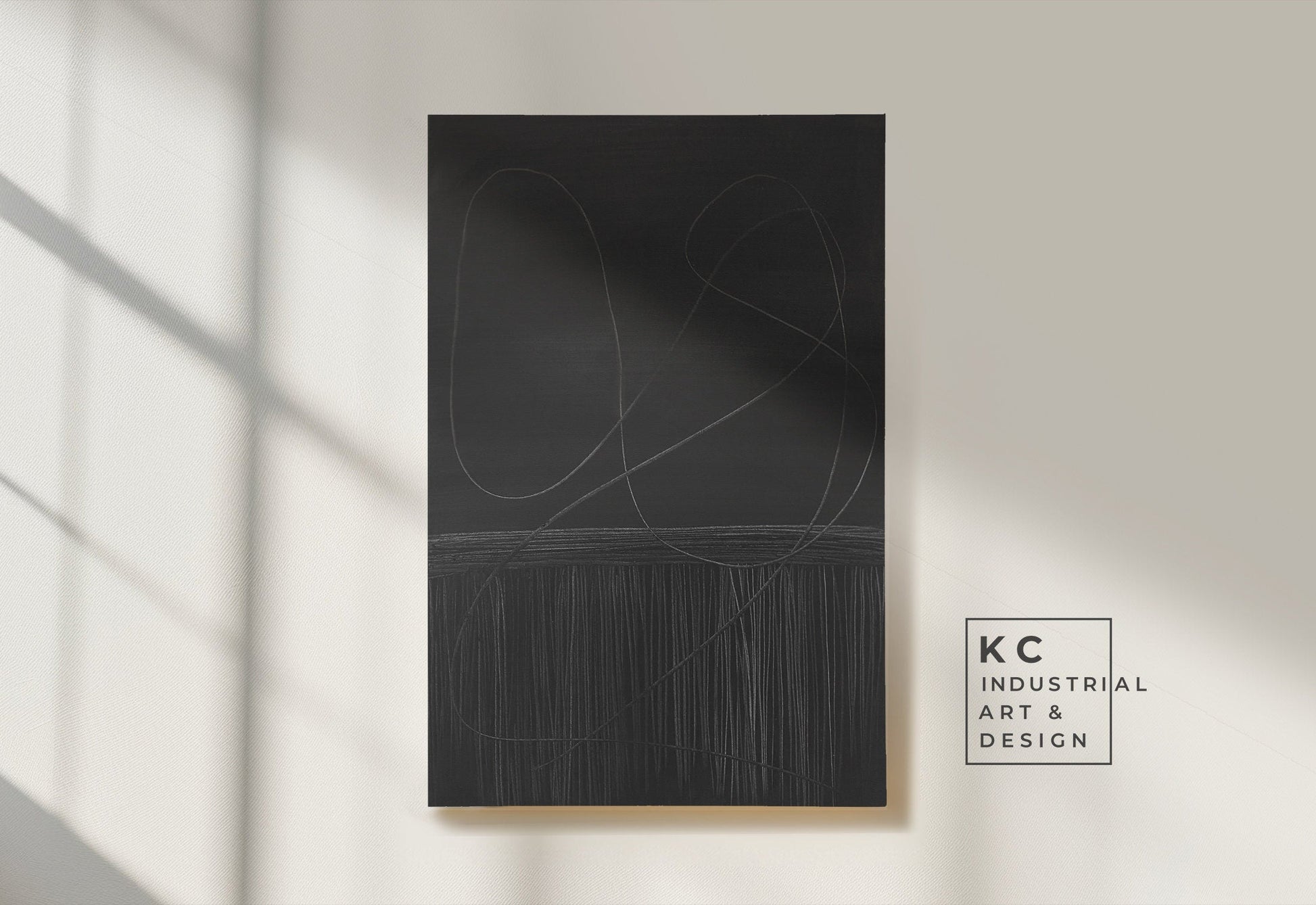 Abstract Minimalist Primitive Ancient Japandi Wabi-Sabi Style Original Abstract Art | Charcoal Gray Black KC Industrial Art & Design