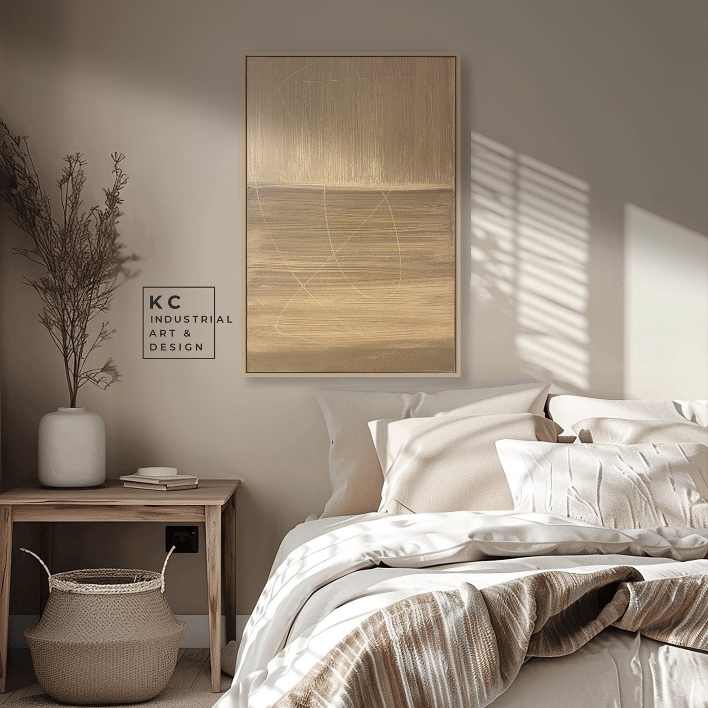 Wabi Sabi Abstract | Minimalist | Ancient | Primitive | Japandi | Modern Organic | Original | Art | Tan Beige Brown KC Industrial Art & Design