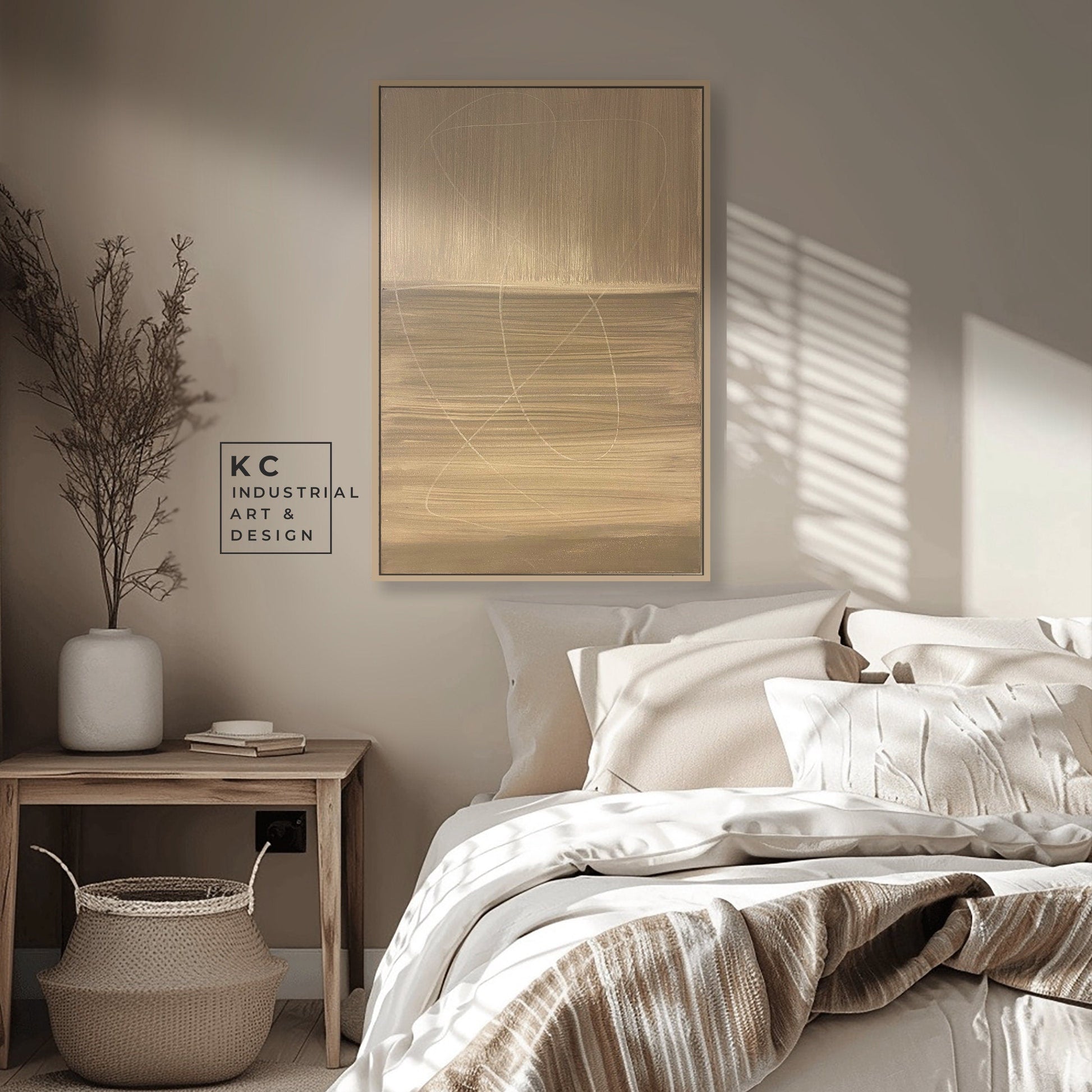 Wabi Sabi Abstract | Minimalist | Ancient | Primitive | Japandi | Modern Organic | Original | Art | Tan Beige Brown KC Industrial Art & Design