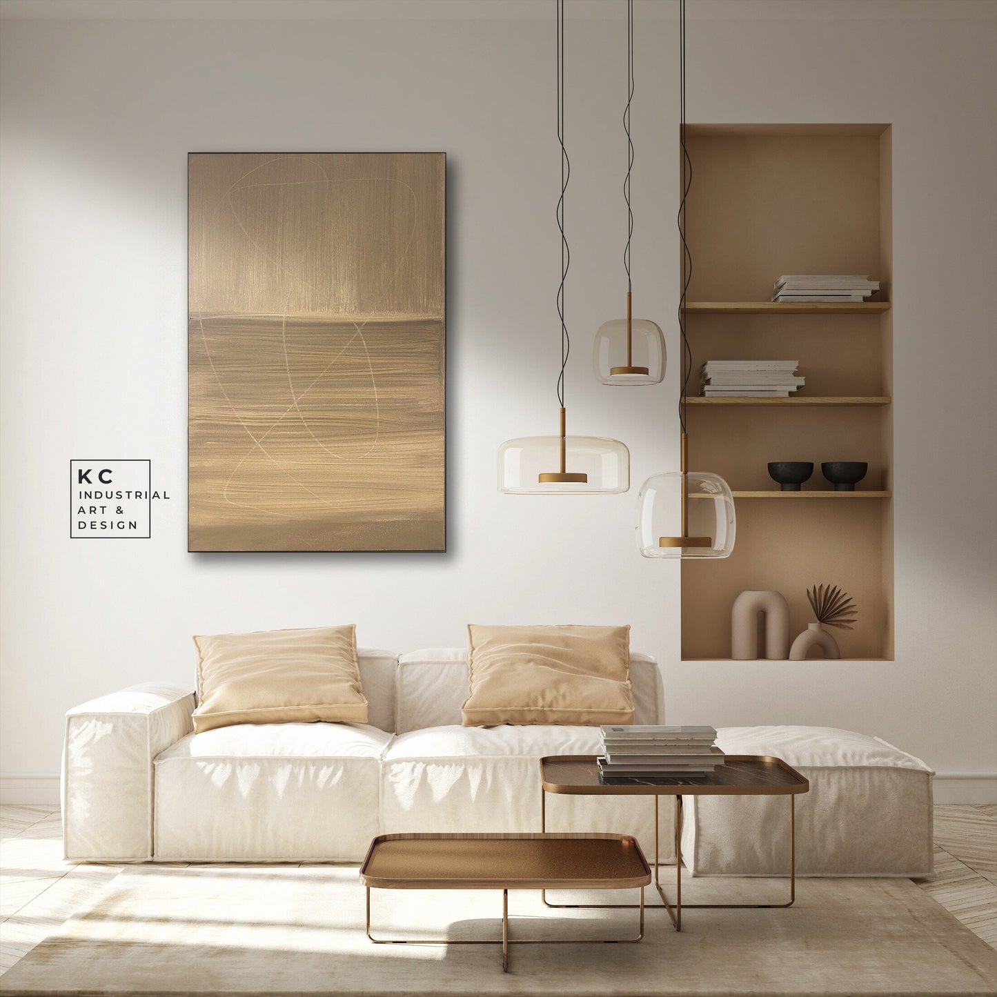 Wabi Sabi Abstract | Minimalist | Ancient | Primitive | Japandi | Modern Organic | Original | Art | Tan Beige Brown KC Industrial Art & Design