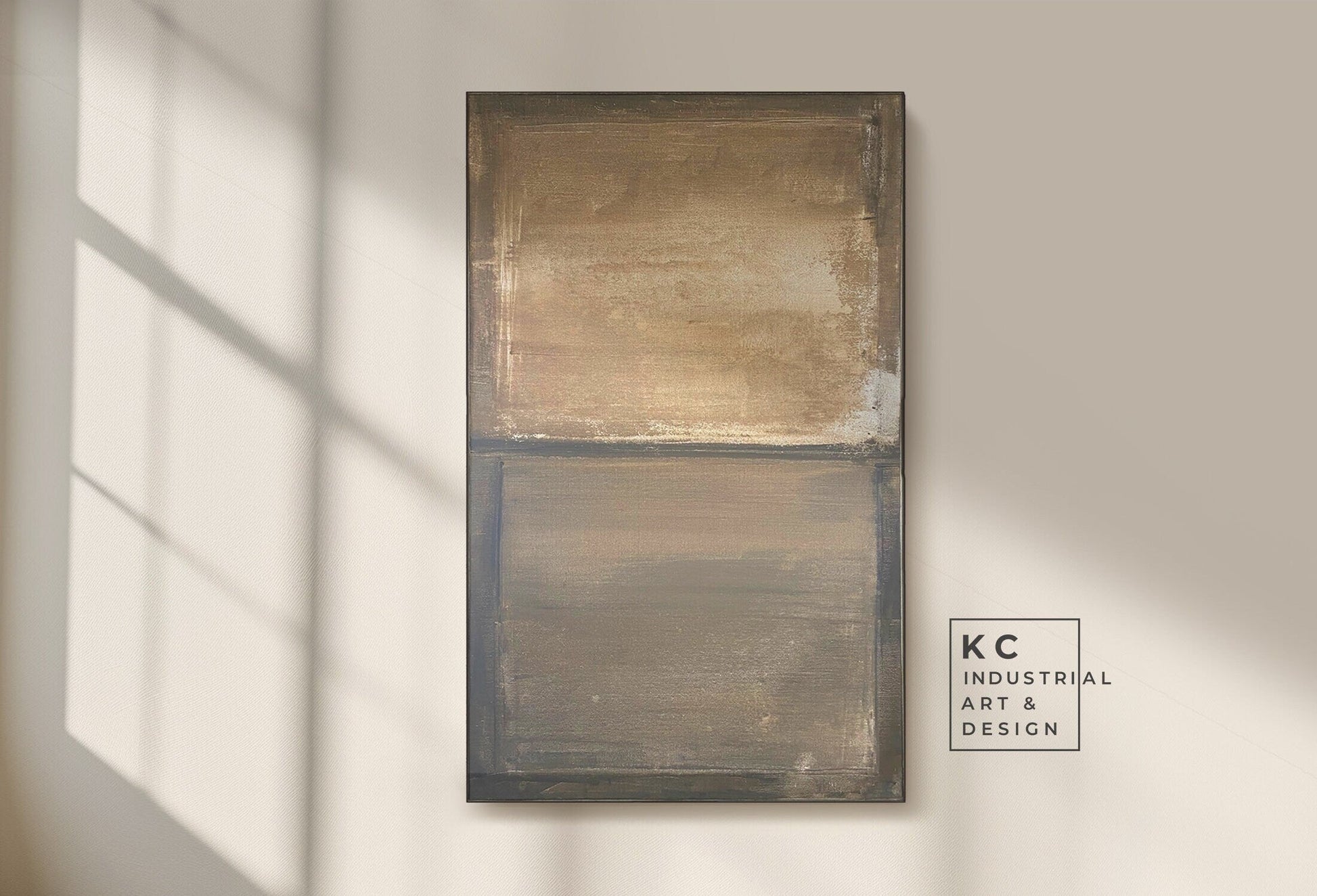 Minimalist | Abstract | Original Art | Ancient | Japandi | Wabi-Sabi | Distressed Art Painting | Primitive Earth | Brown | Tan | Beige KC Industrial Art & Design