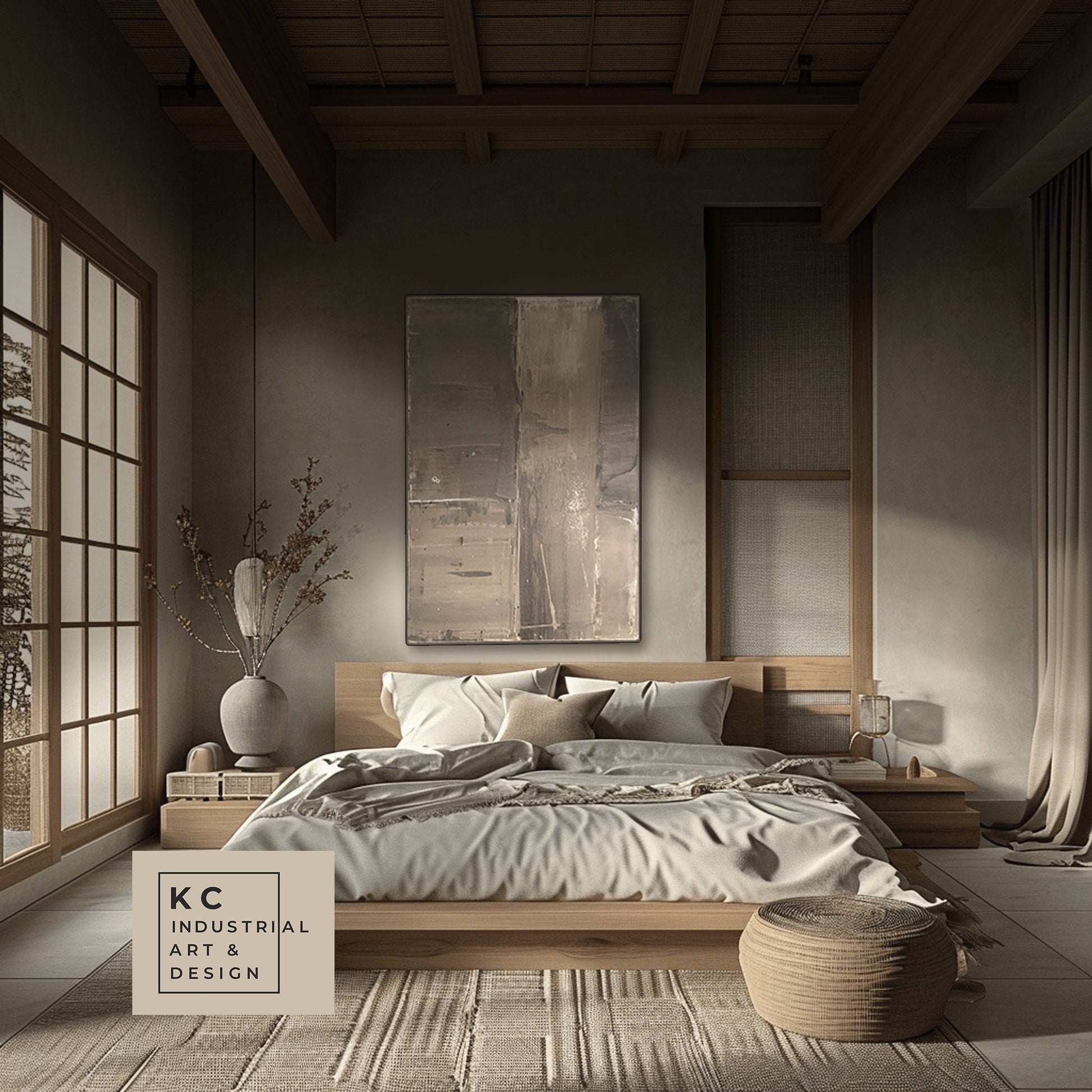 Modern Organic Wabi-Sabi Style | Abstract | Minimalist | Ancient | Primitive | Japandi | Original | Art | Brown Tan Beige KC Industrial Art & Design