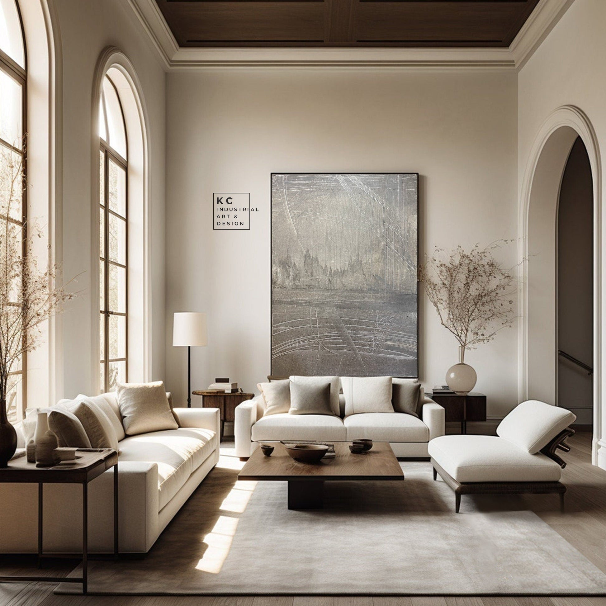 Modern Organic Abstract | Minimalist | Ancient | Primitive | Japandi | Wabi-Sabi Style Original | Art | Beige Cream | Shroud KC Industrial Art & Design