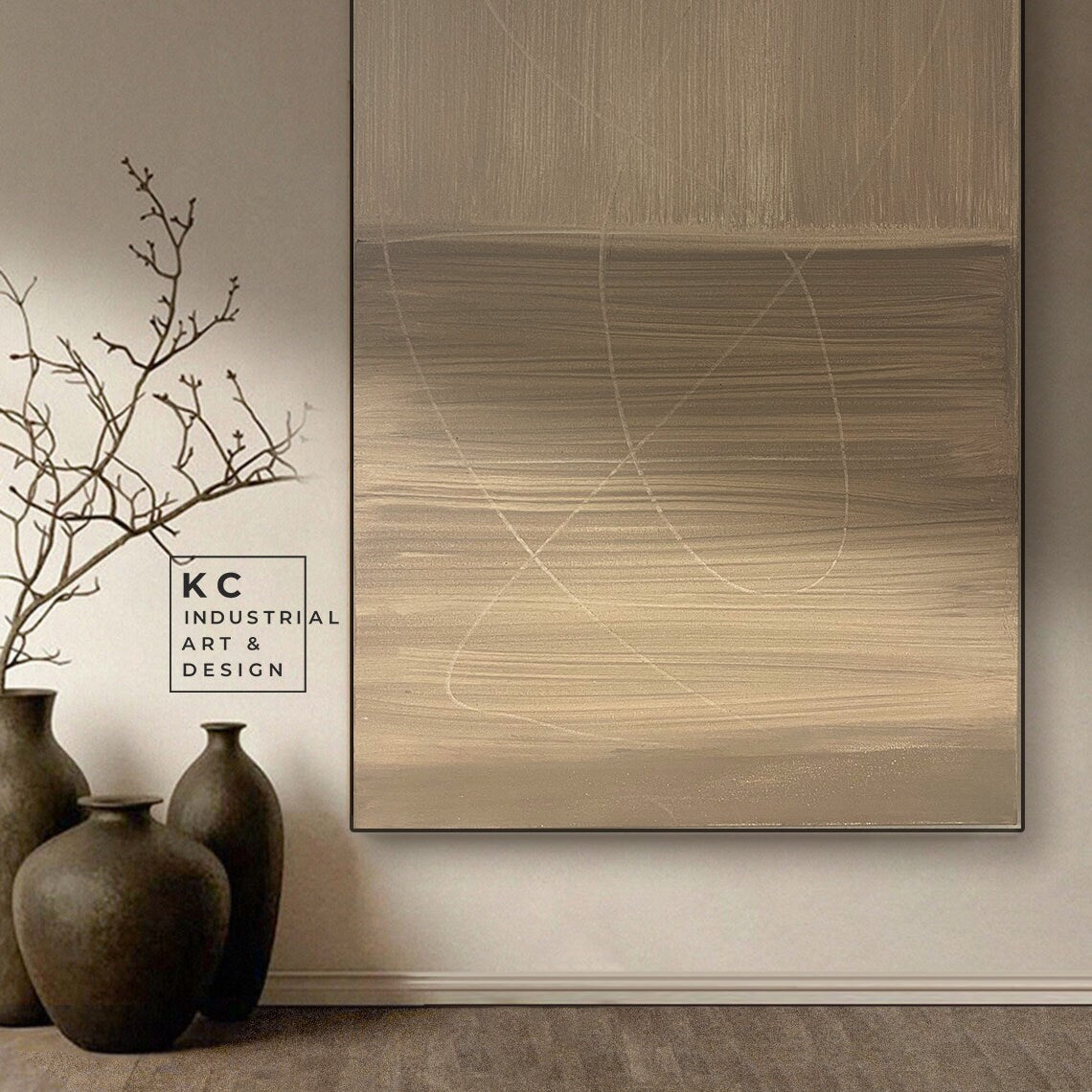 Wabi Sabi Abstract | Minimalist | Ancient | Primitive | Japandi | Modern Organic | Original | Art | Tan Beige Brown KC Industrial Art & Design