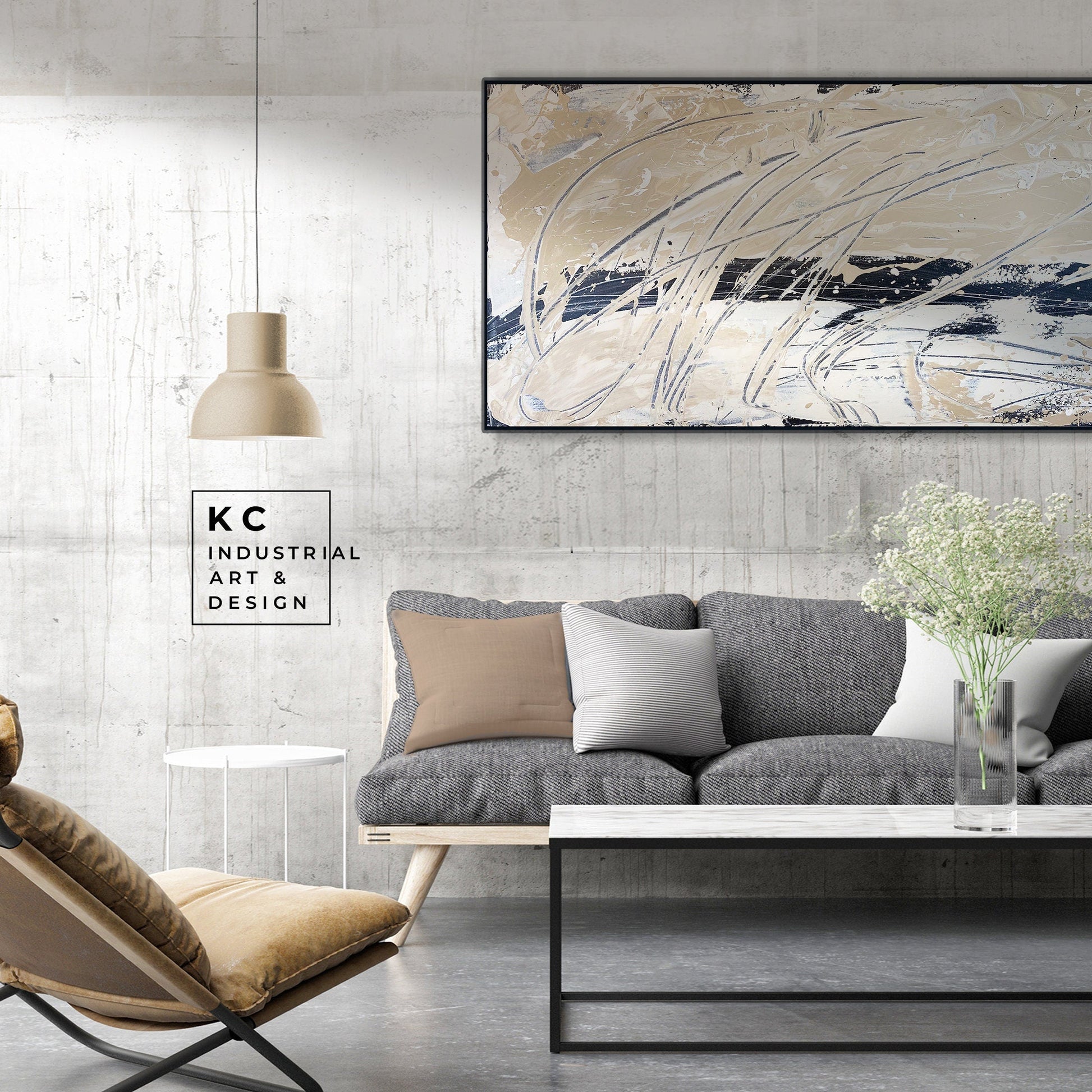 Black and Beige | Textured |Abstract Neutral Original Painting on Canvas | #1 of 3 | Tan Cream Beige Black