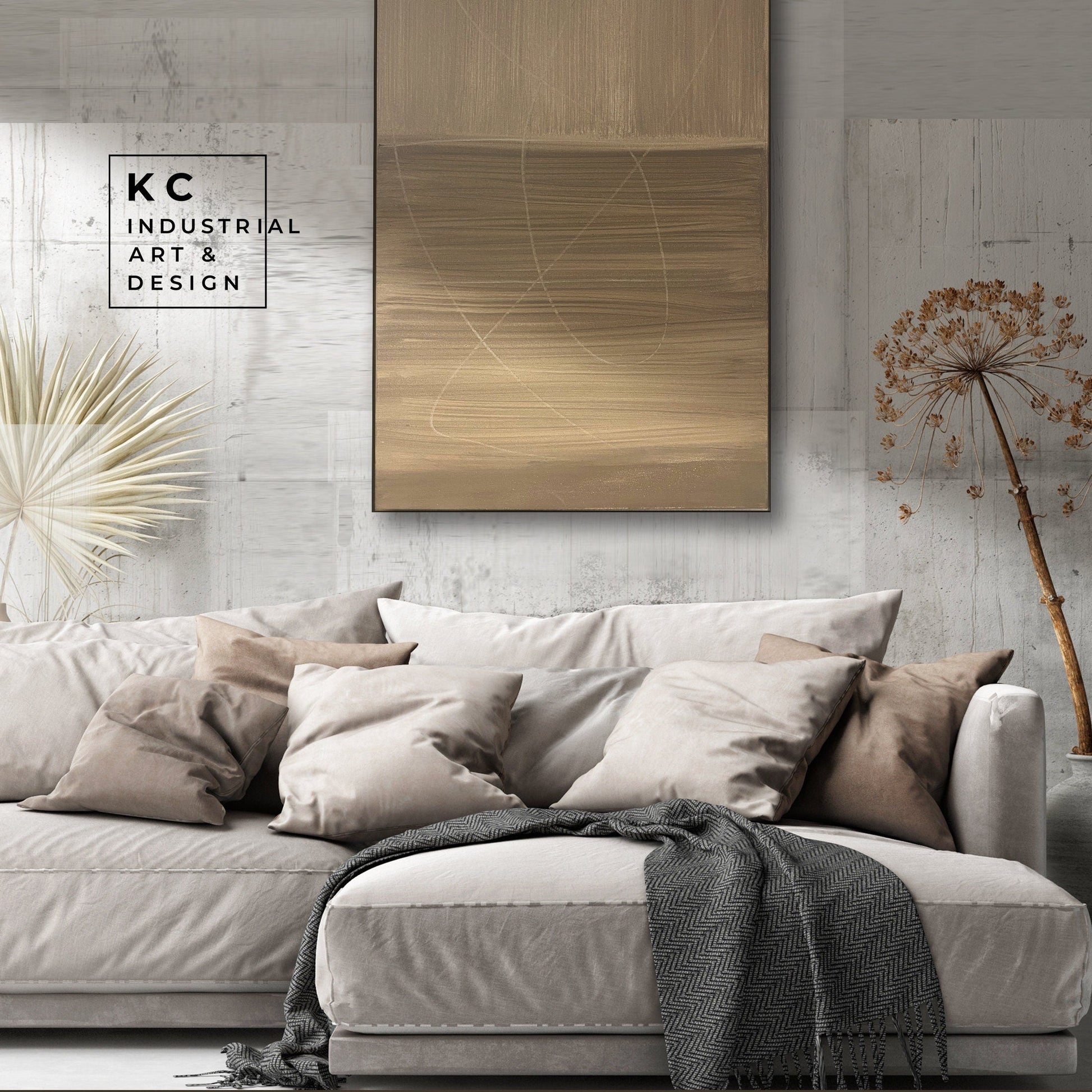 Wabi Sabi Abstract | Minimalist | Ancient | Primitive | Japandi | Modern Organic | Original | Art | Tan Beige Brown KC Industrial Art & Design