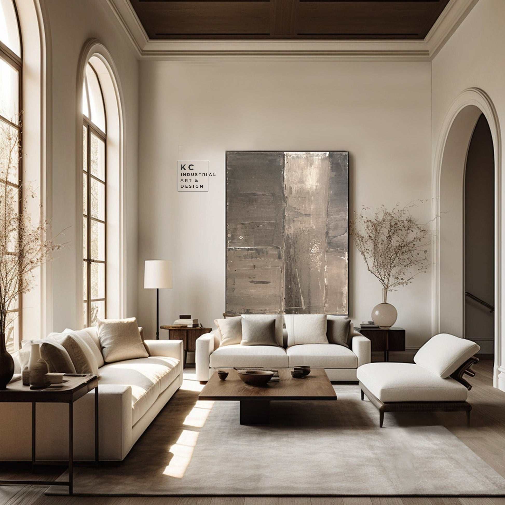 Modern Organic Wabi-Sabi Style | Abstract | Minimalist | Ancient | Primitive | Japandi | Original | Art | Brown Tan Beige KC Industrial Art & Design