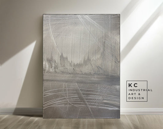 Modern Organic Abstract | Minimalist | Ancient | Primitive | Japandi | Wabi-Sabi Style Original | Art | Beige Cream | Shroud KC Industrial Art & Design