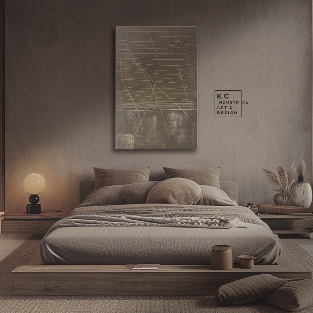 Abstract Minimalist Primitive Ancient Japandi Wabi-Sabi Style Original Abstract Art | Brown KC Industrial Art & Design