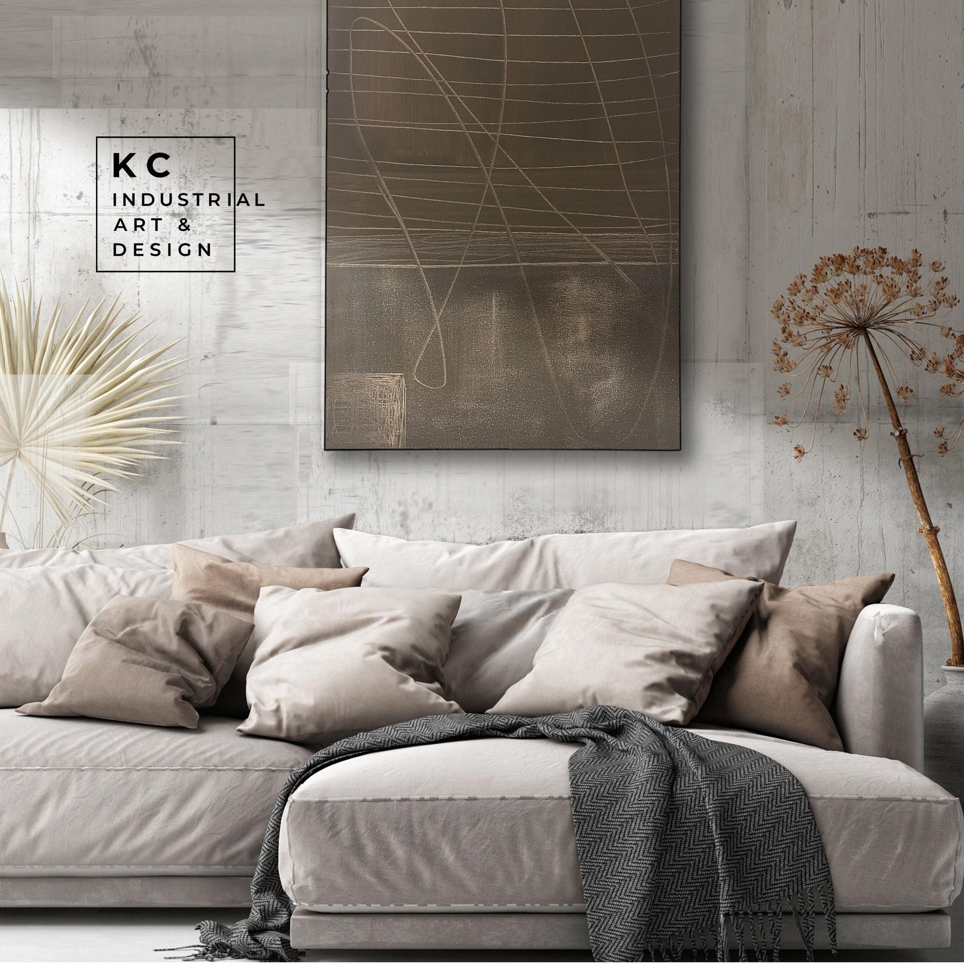 Abstract Minimalist Primitive Ancient Japandi Wabi-Sabi Style Original Abstract Art | Brown KC Industrial Art & Design