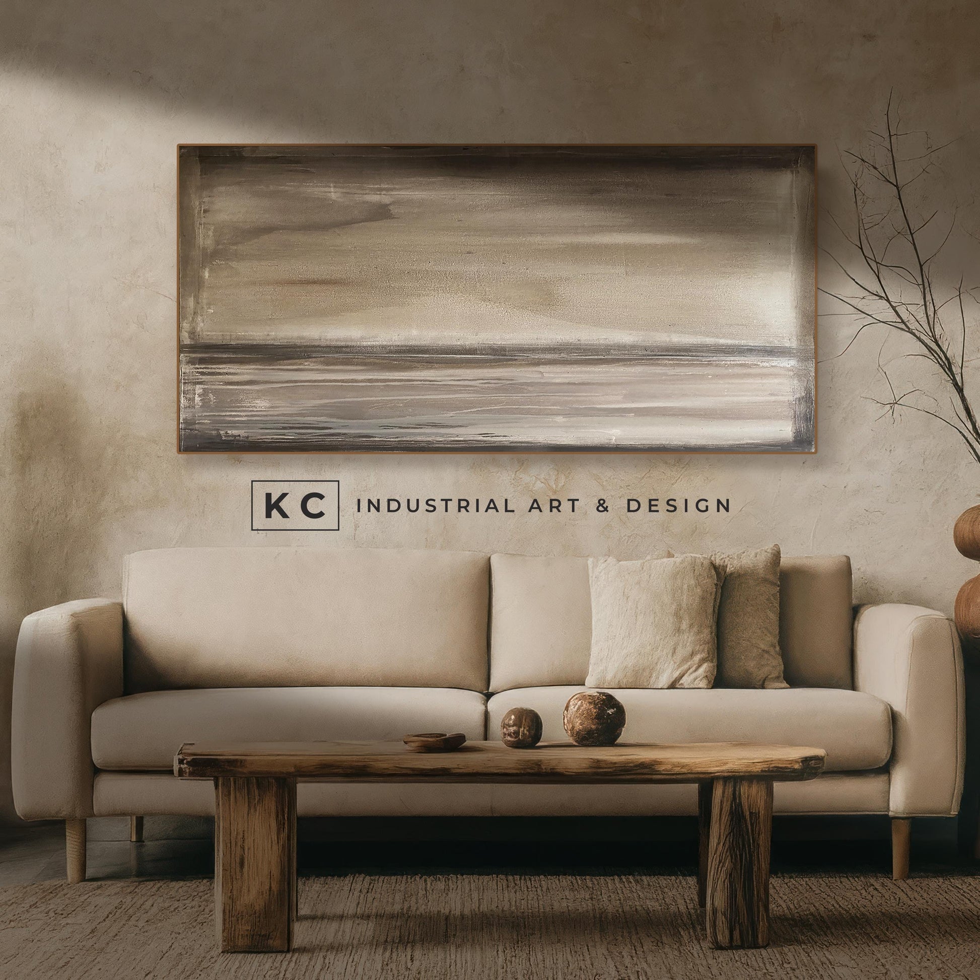 Ancient Sky | Abstract | Minimalist | Primitive | Japandi | Wabi-Sabi Style Original | Art | Brown Tan Beige Modern Organic KC Industrial Art & Design
