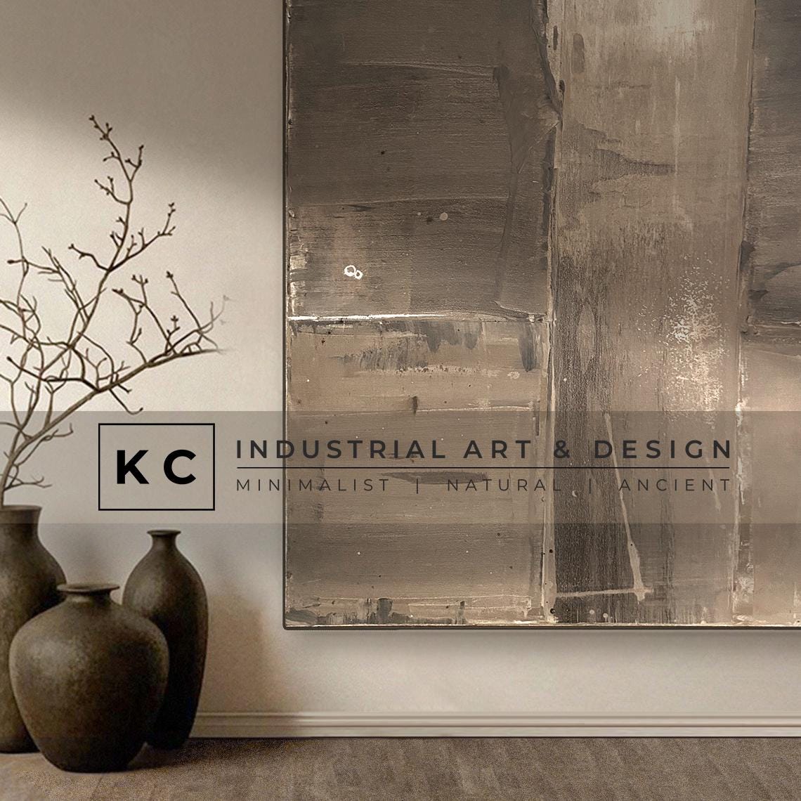Modern Organic Wabi-Sabi Style | Abstract | Minimalist | Ancient | Primitive | Japandi | Original | Art | Brown Tan Beige KC Industrial Art & Design