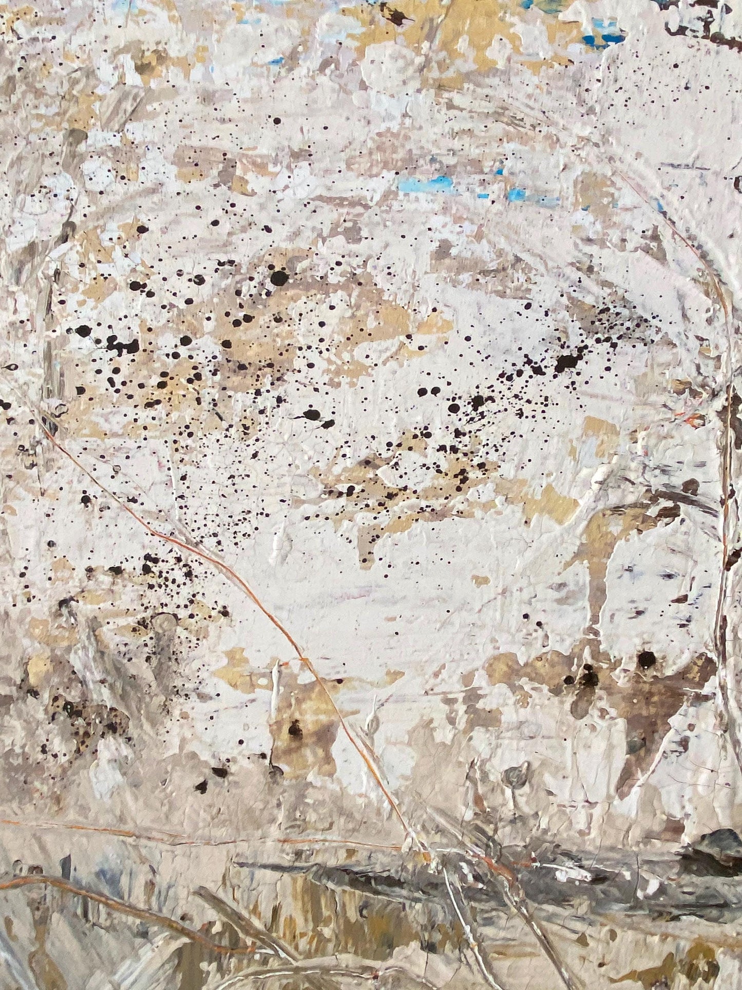 Wabi-Sabi Japandi Organic Textured Abstract Minimalist Brown Beige Tan Horizon Artisan Painting KC Industrial Art & Design