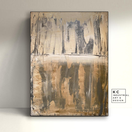 Neutral Beige Textured Original Abstract Art | Rust Tan Brown Cream White Copper Rustic Coastal Farmhouse Modern Organic Painting KC Industrial Art & Design