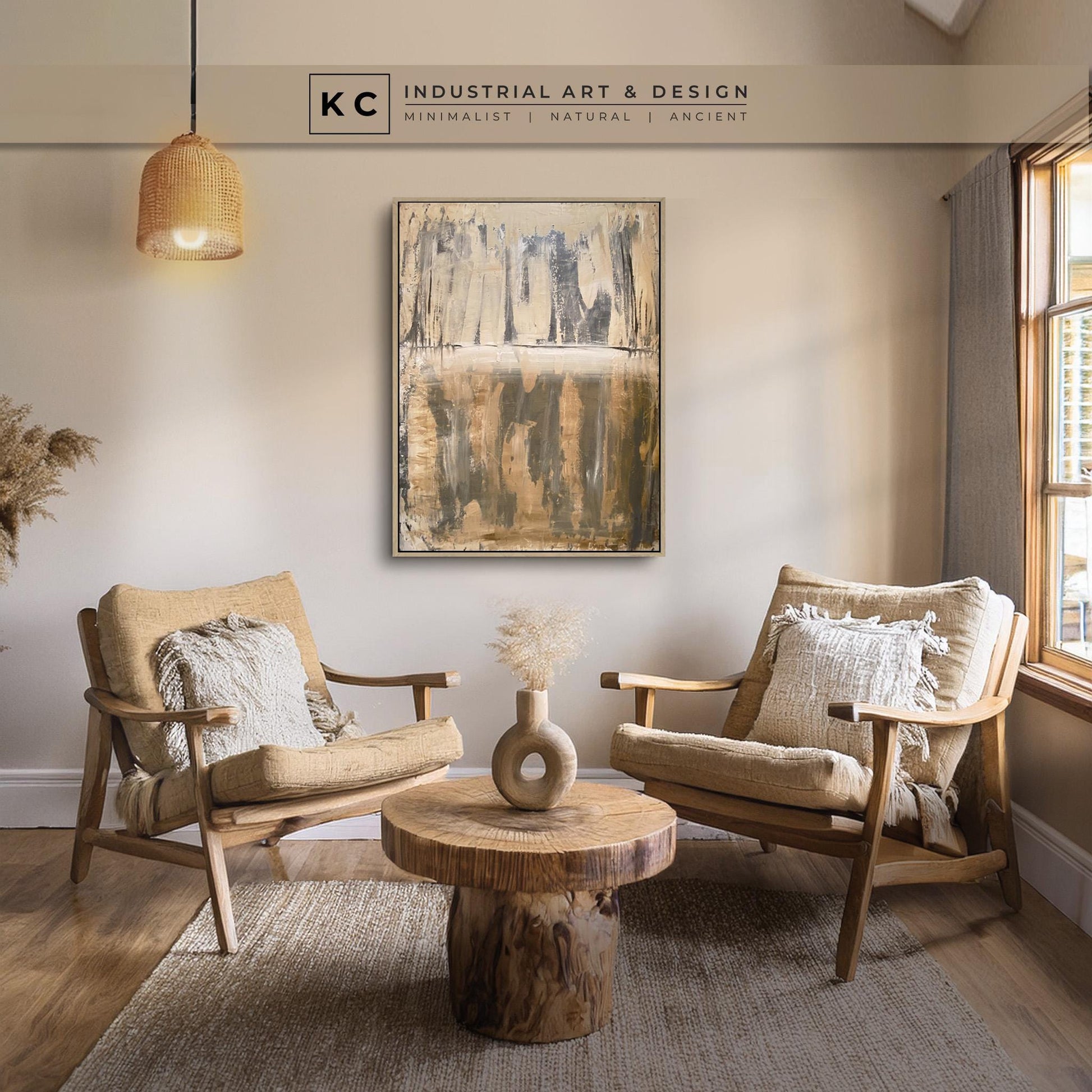 Neutral Beige Textured Original Abstract Art | Rust Tan Brown Cream White Copper Rustic Coastal Farmhouse Modern Organic Painting KC Industrial Art & Design