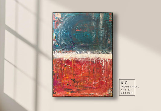 Industrial Teal - Original Acrylic on Canvas KC Industrial Art & Design