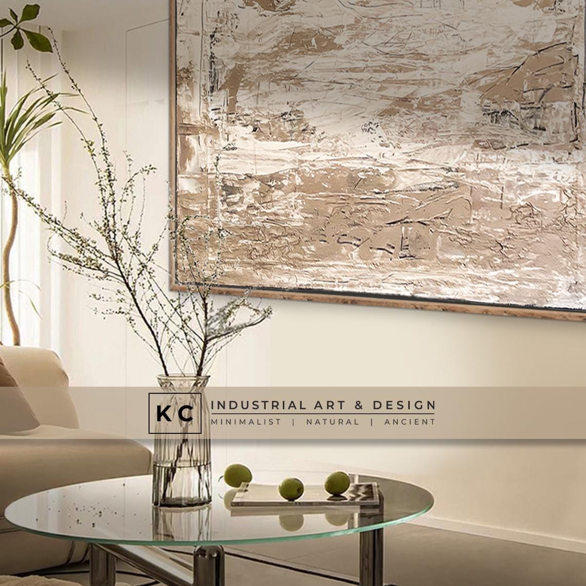 Wabi-Sabi Primitive Textured Abstract Painting | Minimalist | Organic | Neutral Aesthetics | Coastal | Farmhouse | Beige Slate Cream White KC Industrial Art & Design