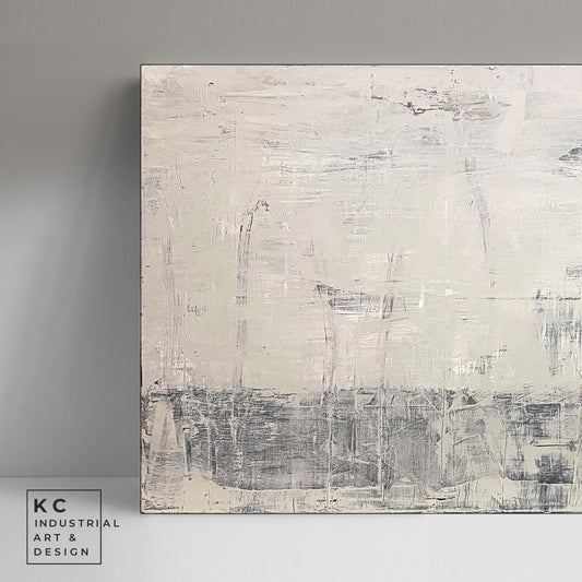 Dry Chalk Linen Abstract Painting | Minimalist | Primitive | Japandi | Wabi-Sabi Style Original | Art | Cream Tan Beige Modern Organic KC Industrial Art & Design