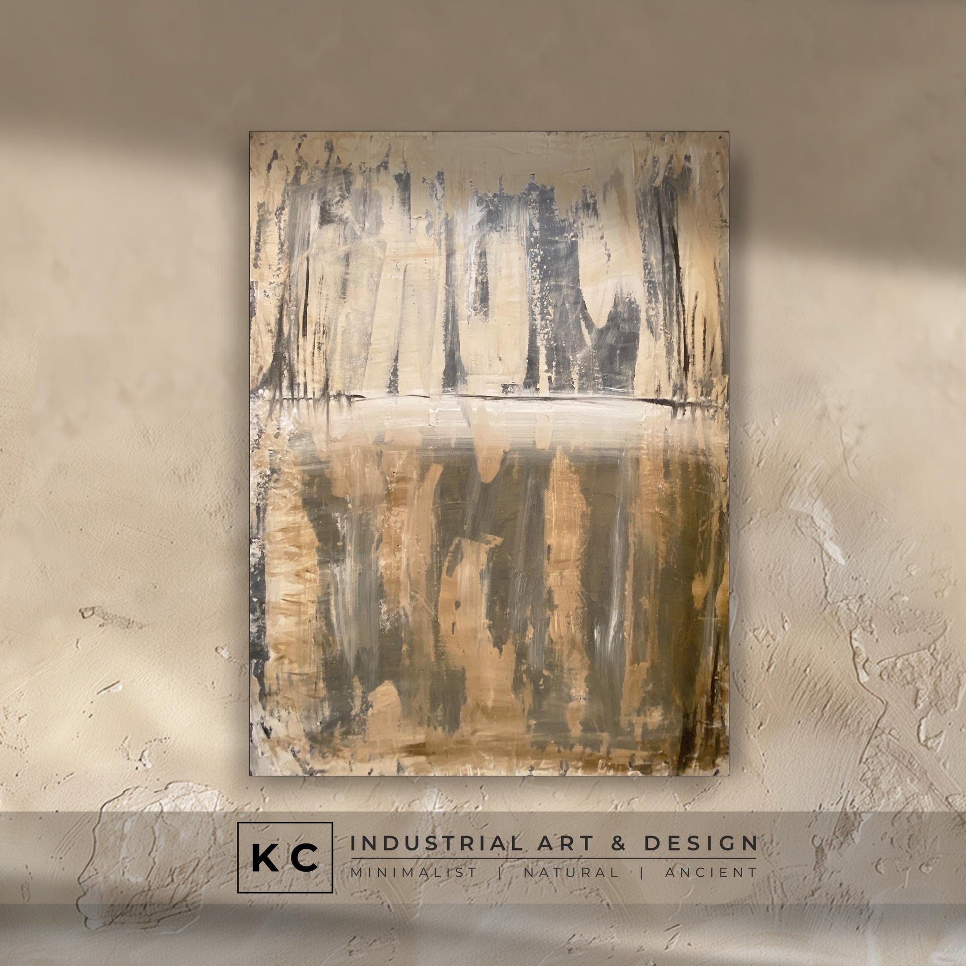 Neutral Beige Textured Original Abstract Art | Rust Tan Brown Cream White Copper Rustic Coastal Farmhouse Modern Organic Painting KC Industrial Art & Design