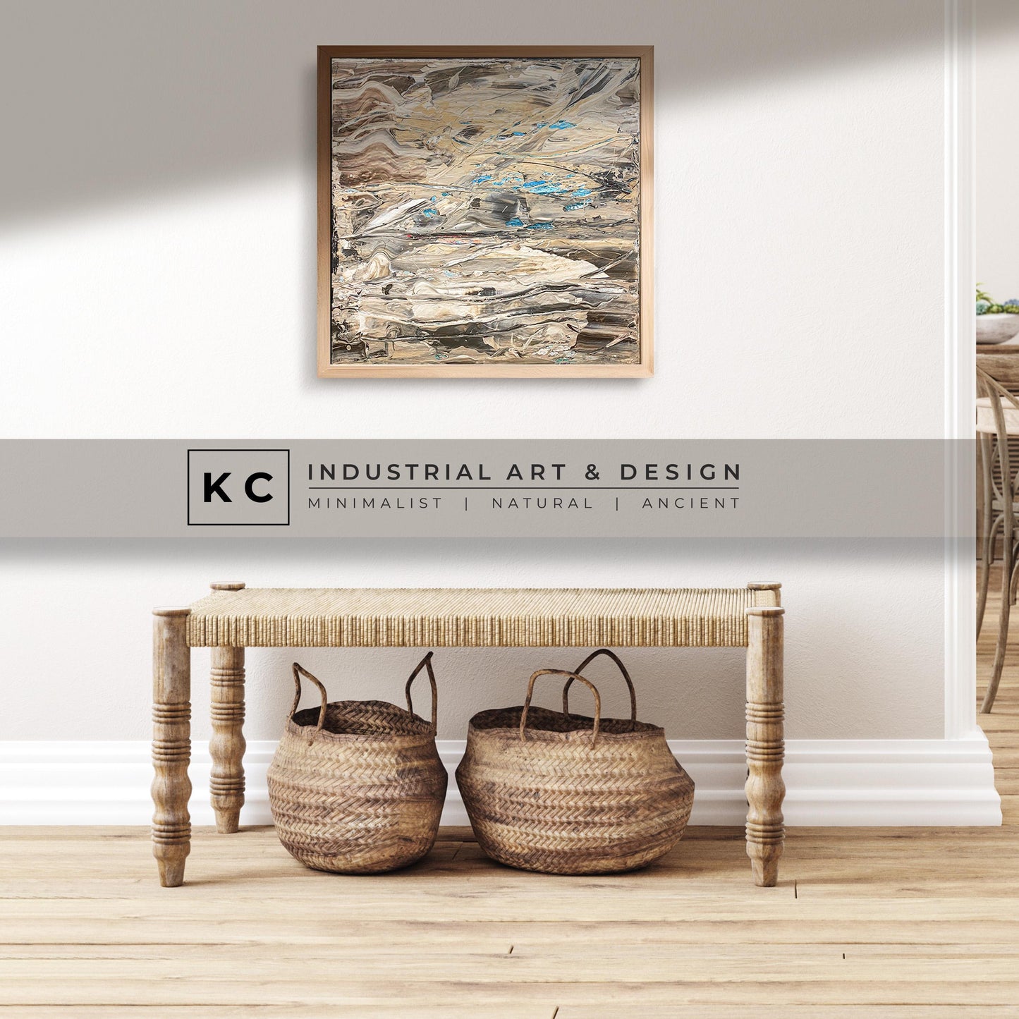 Beige Brown Black Abstract Painting | Large Original Landscape Art | Cream Tan Beige Office Den KC Industrial Art & Design