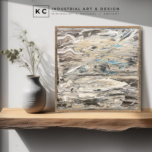 Beige Brown Black Abstract Painting | Large Original Landscape Art | Cream Tan Beige Office Den KC Industrial Art & Design