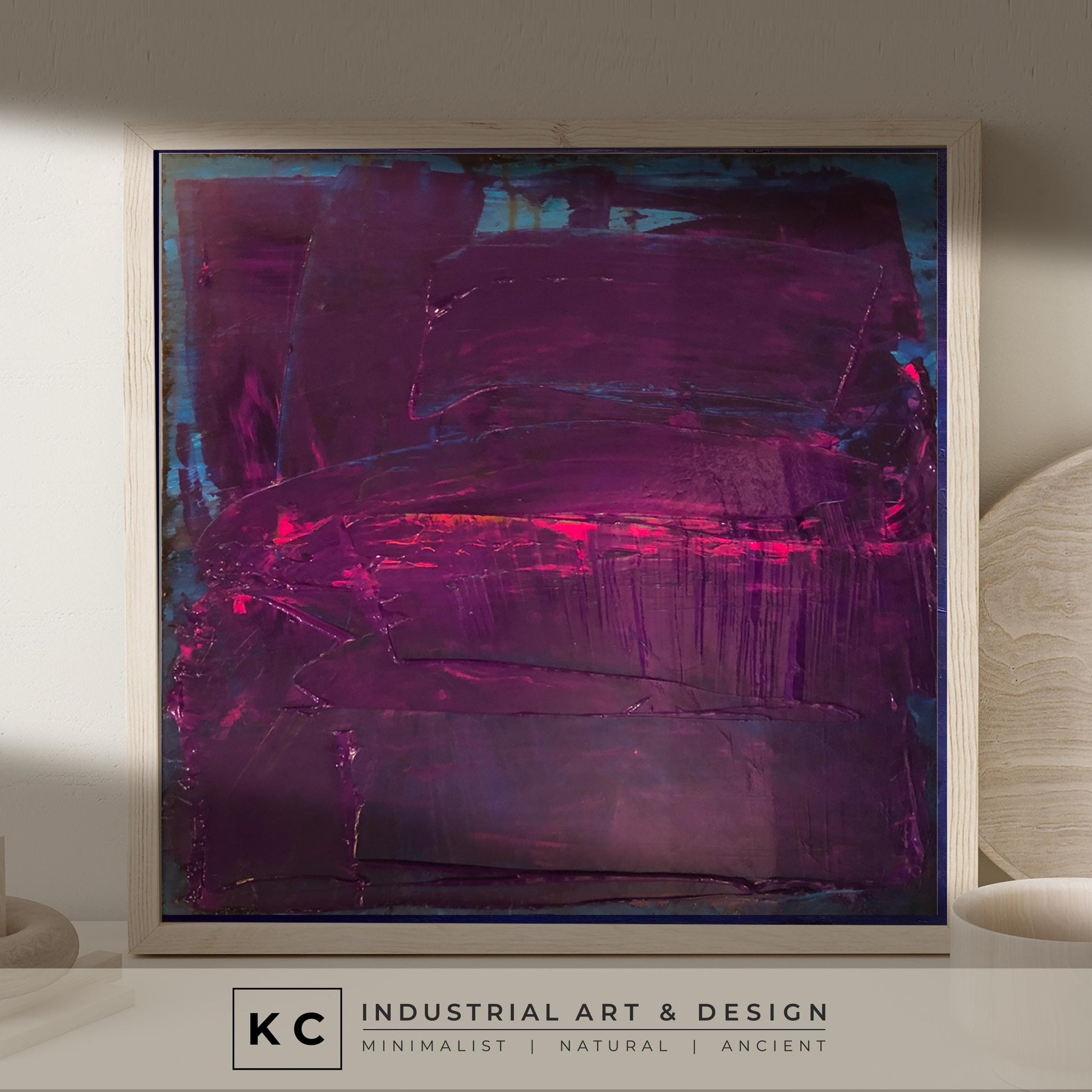 Peeled Paint Purple Pink Blue Layered Textured Original Abstract Painting | Acrylic on Canvas | Grape Taffy KC Industrial Art & Design