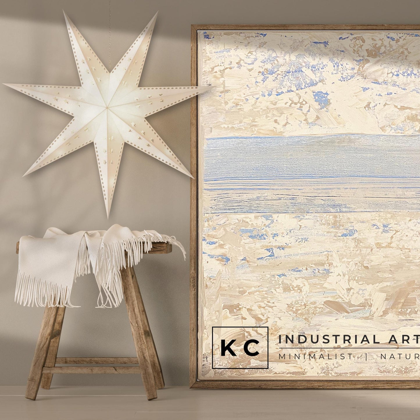 Serene Horizons #1 of 3 | Beige White Blue | Wabi-Sabi Textured Abstract Minimalist Painting on Canvas | Original Art | Modern Coastal