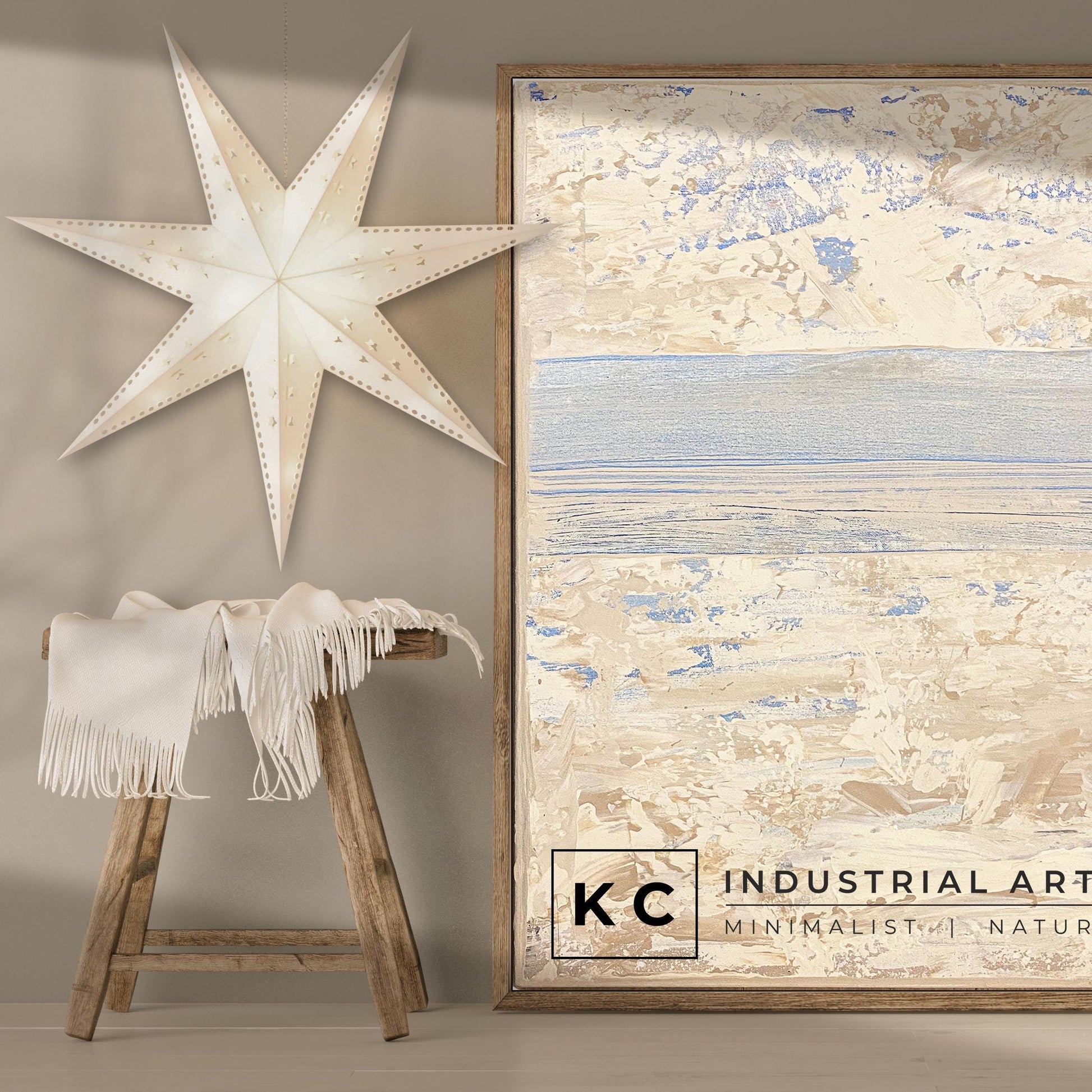 Serene Horizons #1 of 3 | Beige White Blue | Wabi-Sabi Textured Abstract Minimalist Painting on Canvas | Original Art | Modern Coastal