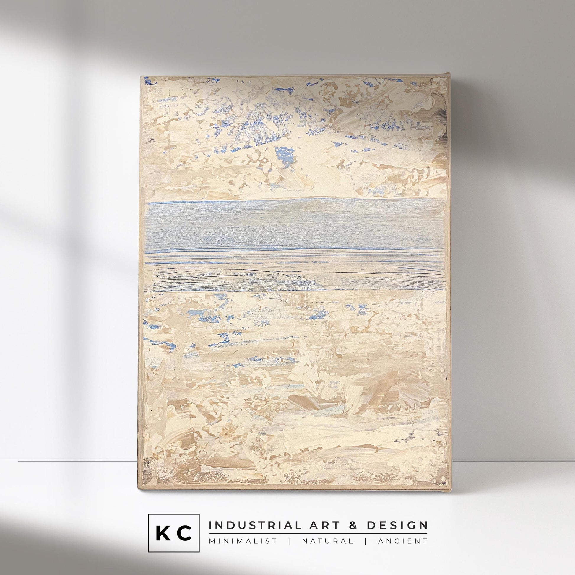 Serene Horizons #1 of 3 | Beige White Blue | Wabi-Sabi Textured Abstract Minimalist Painting on Canvas | Original Art | Modern Coastal