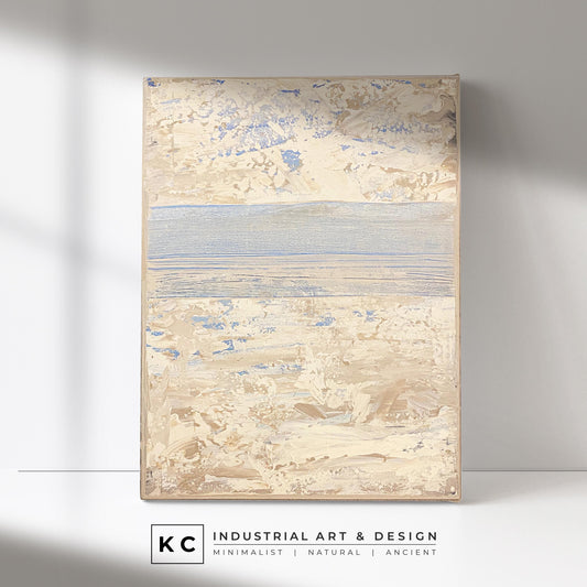 Serene Horizons #1 of 3 | Beige White Blue | Wabi-Sabi Textured Abstract Minimalist Painting on Canvas | Original Art | Modern Coastal