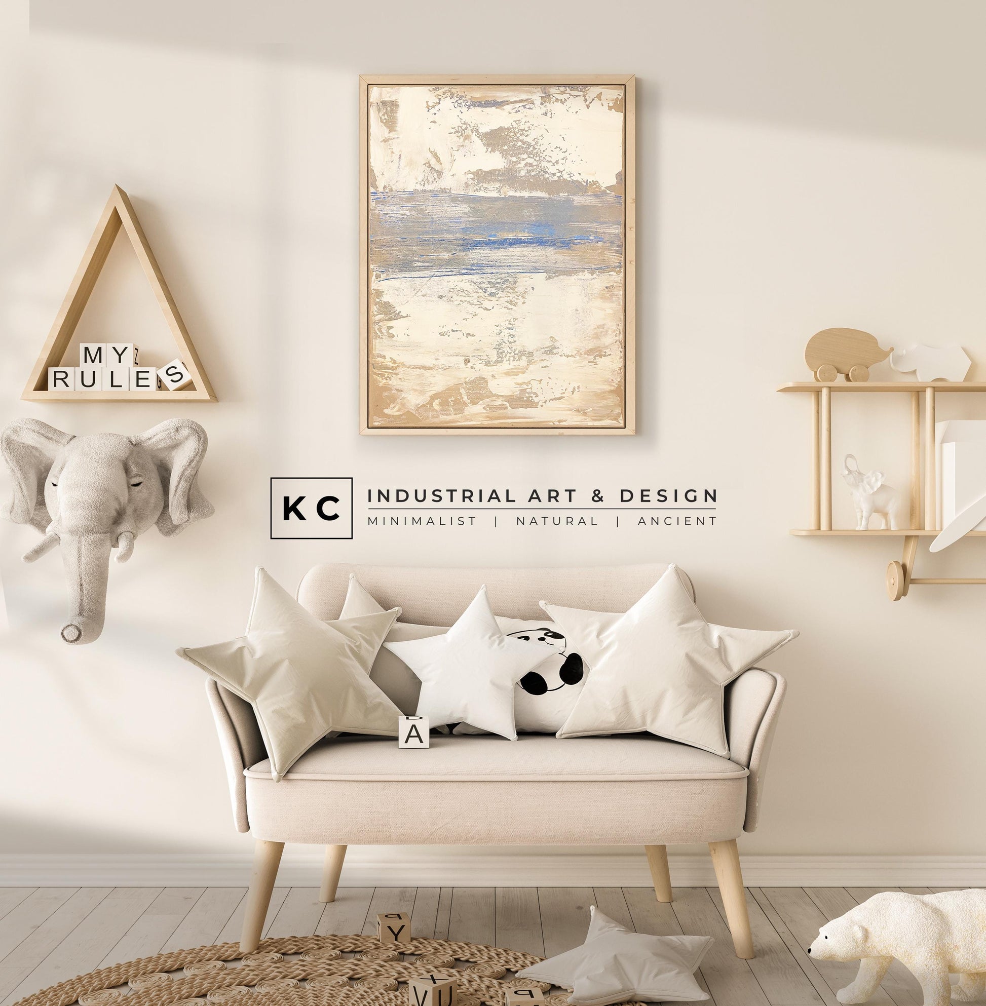 Serene Horizons #2 of 3 | Beige White Blue | Wabi-Sabi Textured Abstract Minimalist Painting on Canvas | Original Art | Modern Coastal