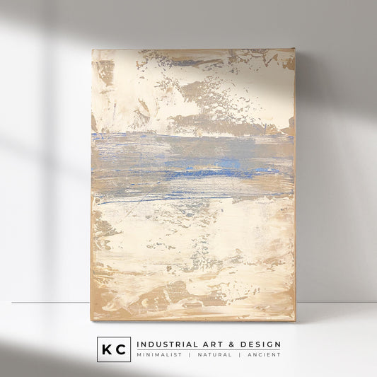 Serene Horizons #2 of 3 | Beige White Blue | Wabi-Sabi Textured Abstract Minimalist Painting on Canvas | Original Art | Modern Coastal