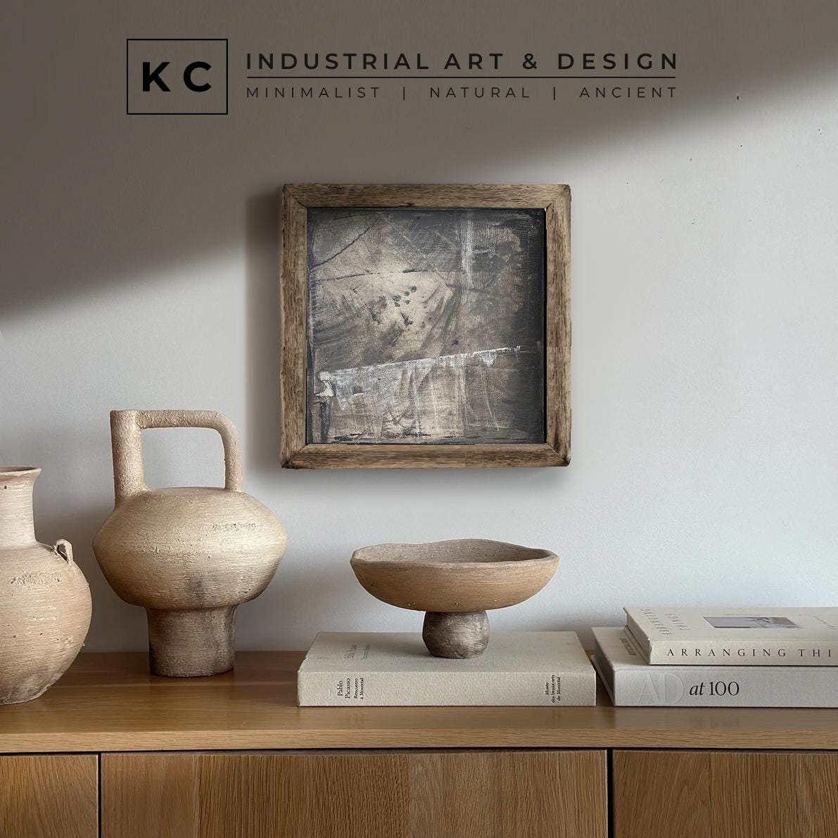 Wabi-Sabi Japandi #18 of 19 | Monochromatic Grayscale | Square Textured Canvas | Minimalist Zen Art