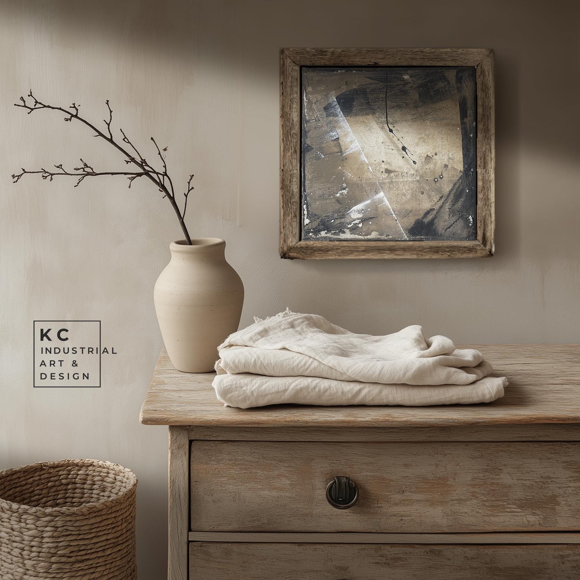 Wabi-Sabi Japandi #17 of 19 | Textured Elemental Canvas | Square Rustic Art | Natural Minimalist Design