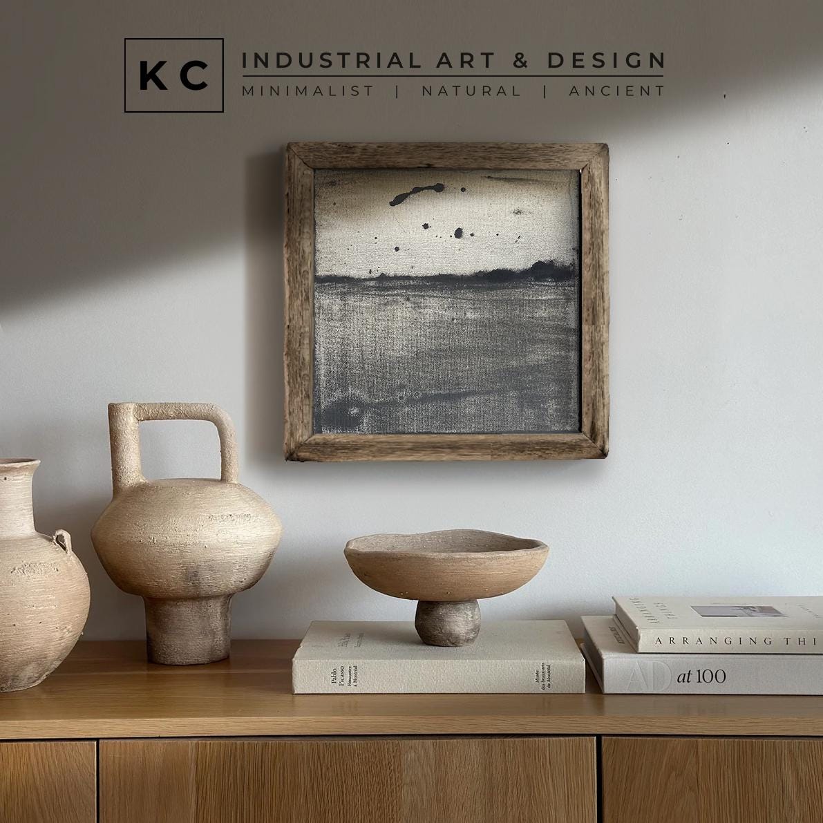 Wabi-Sabi Japandi #14 of 19 | Muted Monochrome | Square Hand-Painted Textured Canvas | Contemplative Minimalist Art
