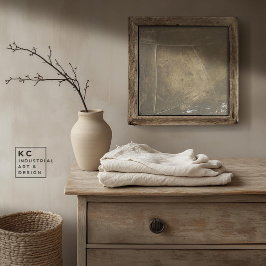 Wabi-Sabi Japandi #13 of 19 | Earthy Abstract Layers | Square Hand-Painted Textured Canvas | Modern Minimalist Art