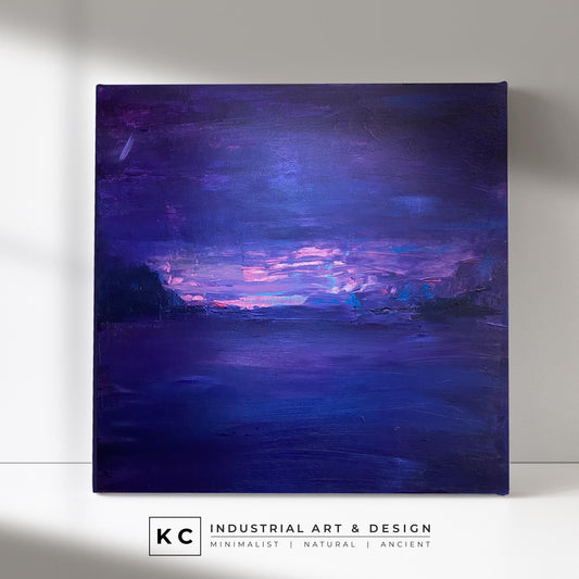 Peeled Paint Marfa Lights Purple Pink Violet Blue Layered Textured Original Abstract Painting | Acrylic on Canvas KC Industrial Art & Design