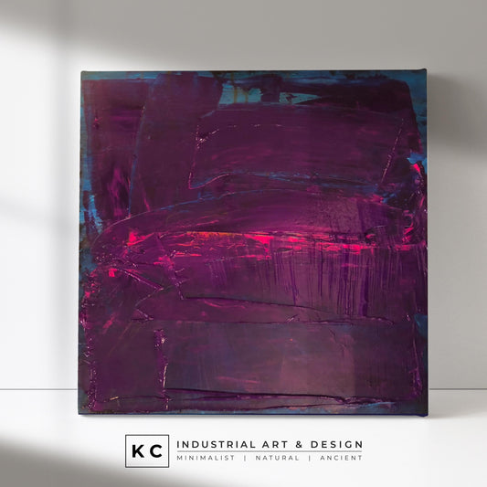 Peeled Paint Purple Pink Blue Layered Textured Original Abstract Painting | Acrylic on Canvas | Grape Taffy KC Industrial Art & Design