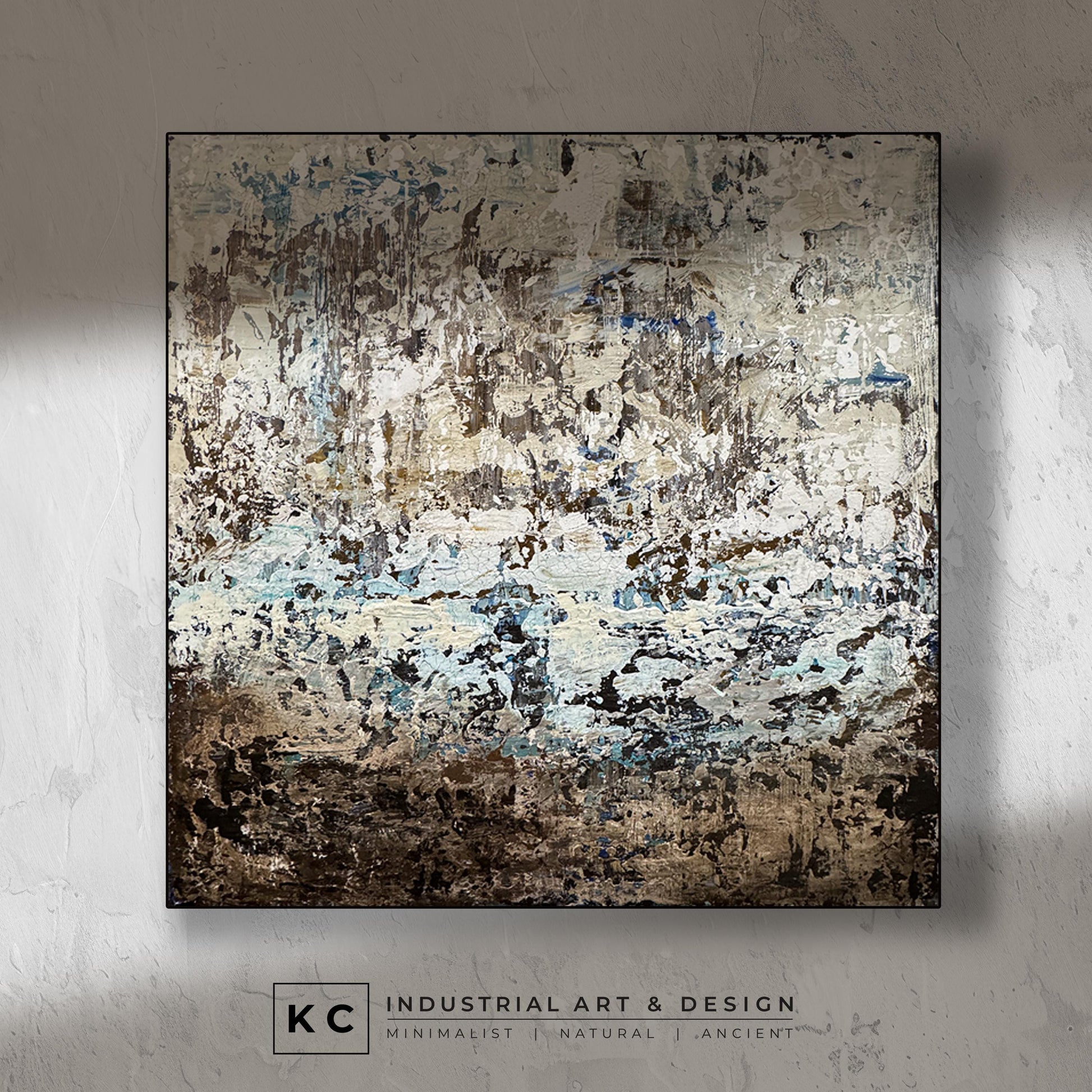 Beige Brown Black Abstract Painting | Large Original Landscape Art | Cream Tan Beige Office Den KC Industrial Art & Design