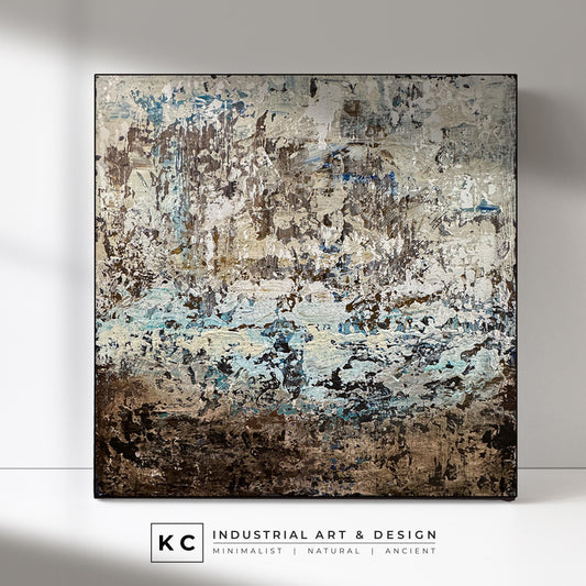 Beige Brown Black Abstract Painting | Large Original Landscape Art | Cream Tan Beige Office Den KC Industrial Art & Design